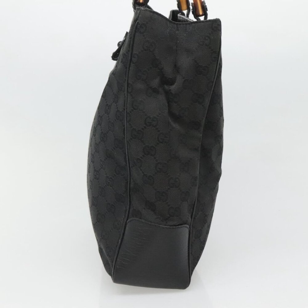 GUCCI GG Canvas Bamboo Tote Bag Black 112530 Auth am8242 - Picture 6 of 16